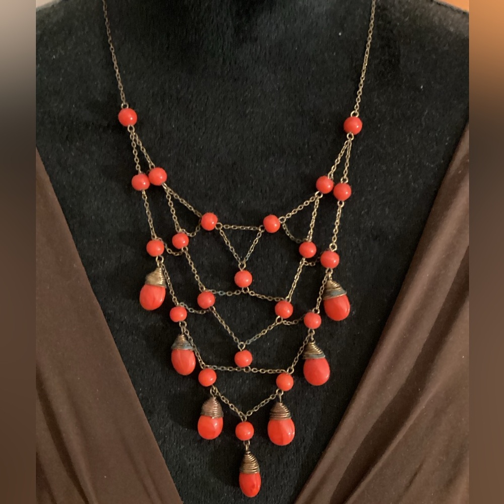Boho Coral Beaded Necklace